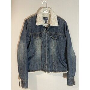 Steve & Barrys Womens M Relaxed Fit Sherpa Lined Full Zip Jean Jacket Trucker